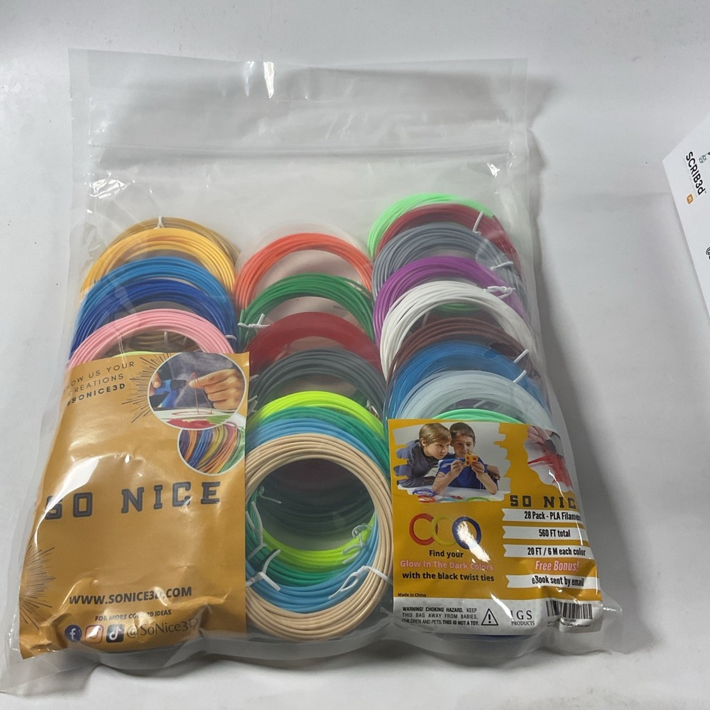So Nice 3D, PLA Filament, 28 Pack, 560 Ft Total